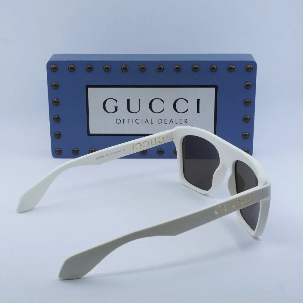 Gucci GG1570S 003 Matte White/Brown Sunglasses